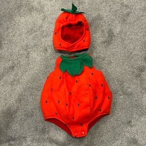 Strawberry Baby Costume with Leaf Hat